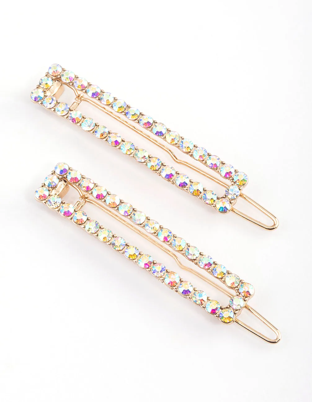 Gold Rectangle Cupchain Hair Clips Pack
