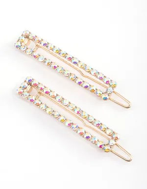 Gold Rectangle Cupchain Hair Clips Pack