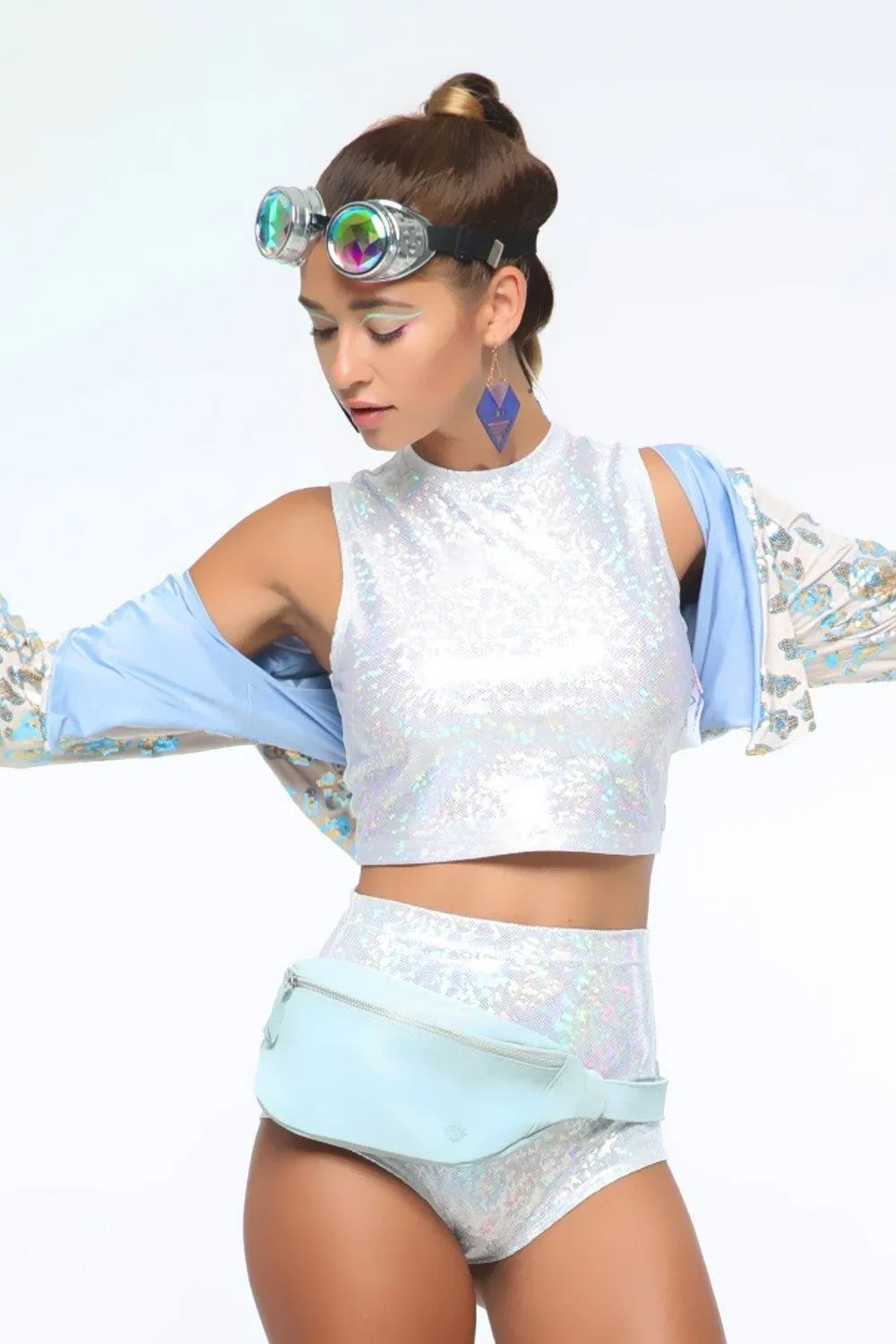Holographic Roller Girl Crop Top | 13 Colors