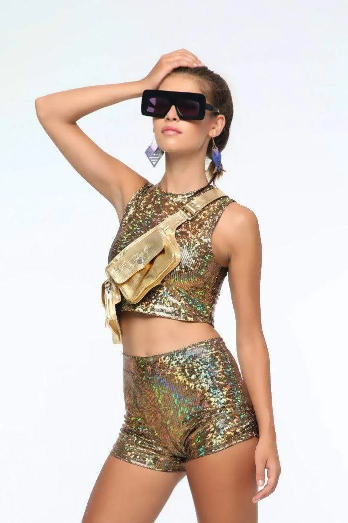 Holographic Roller Girl Crop Top | 13 Colors