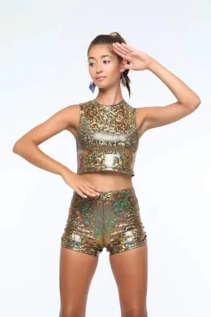 Holographic Roller Girl Crop Top | 13 Colors