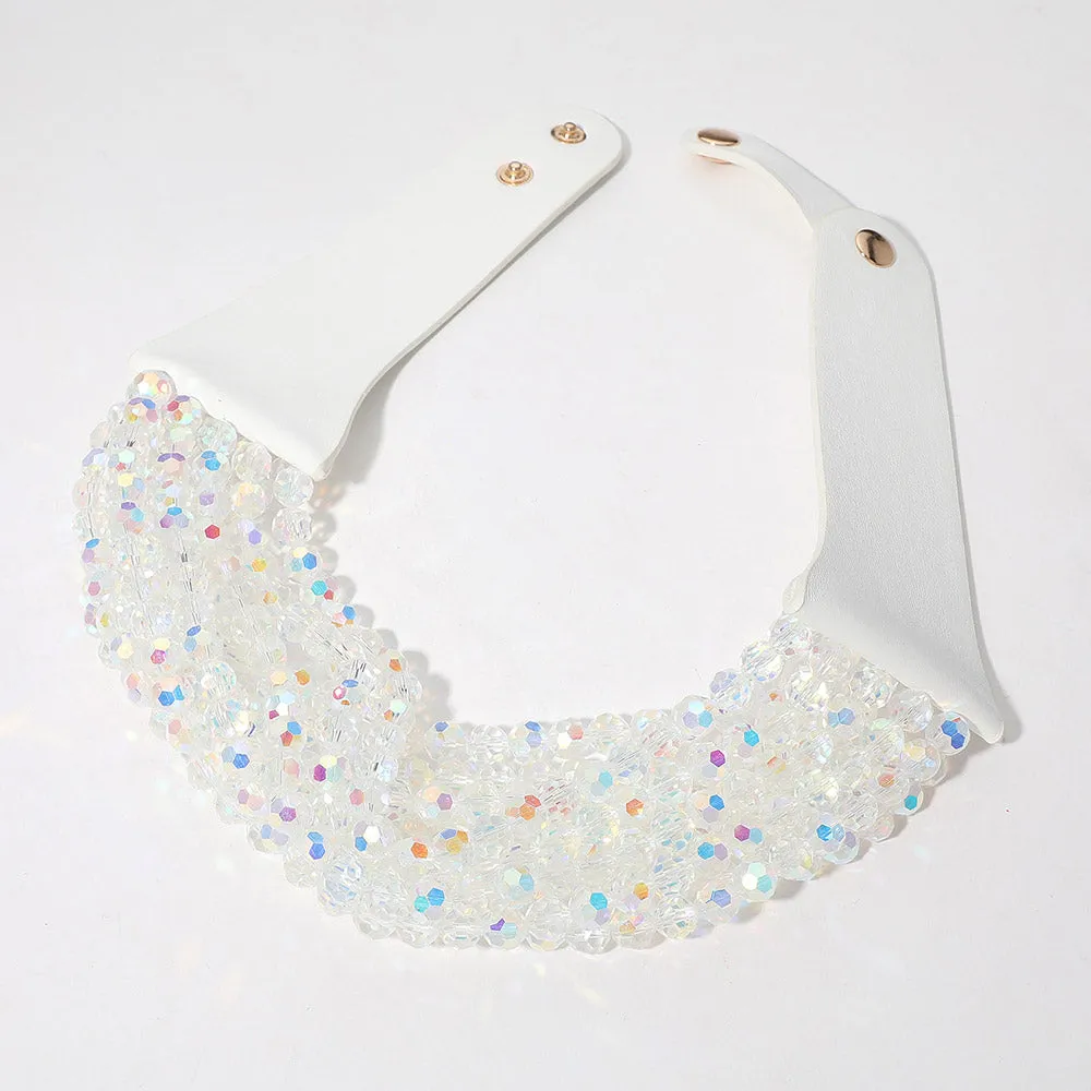 iLLASPARKZ Chunky Acrylic Beaded Multi Layered Faux Leather Necklace