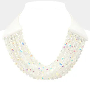 iLLASPARKZ Chunky Acrylic Beaded Multi Layered Faux Leather Necklace
