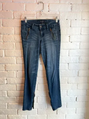 Jessica Simpson Dark Wash Zipper Split Hem Jeans  - Size 25/26
