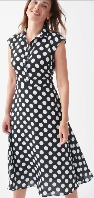 Joseph Ribkoff Dress Polka Dot Black/Vanilla 221361