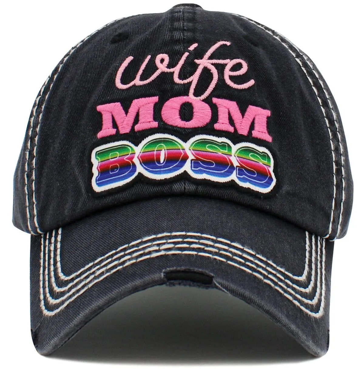 KBV1488 'Wife Mom Boss' Washed Vintage Ballcap