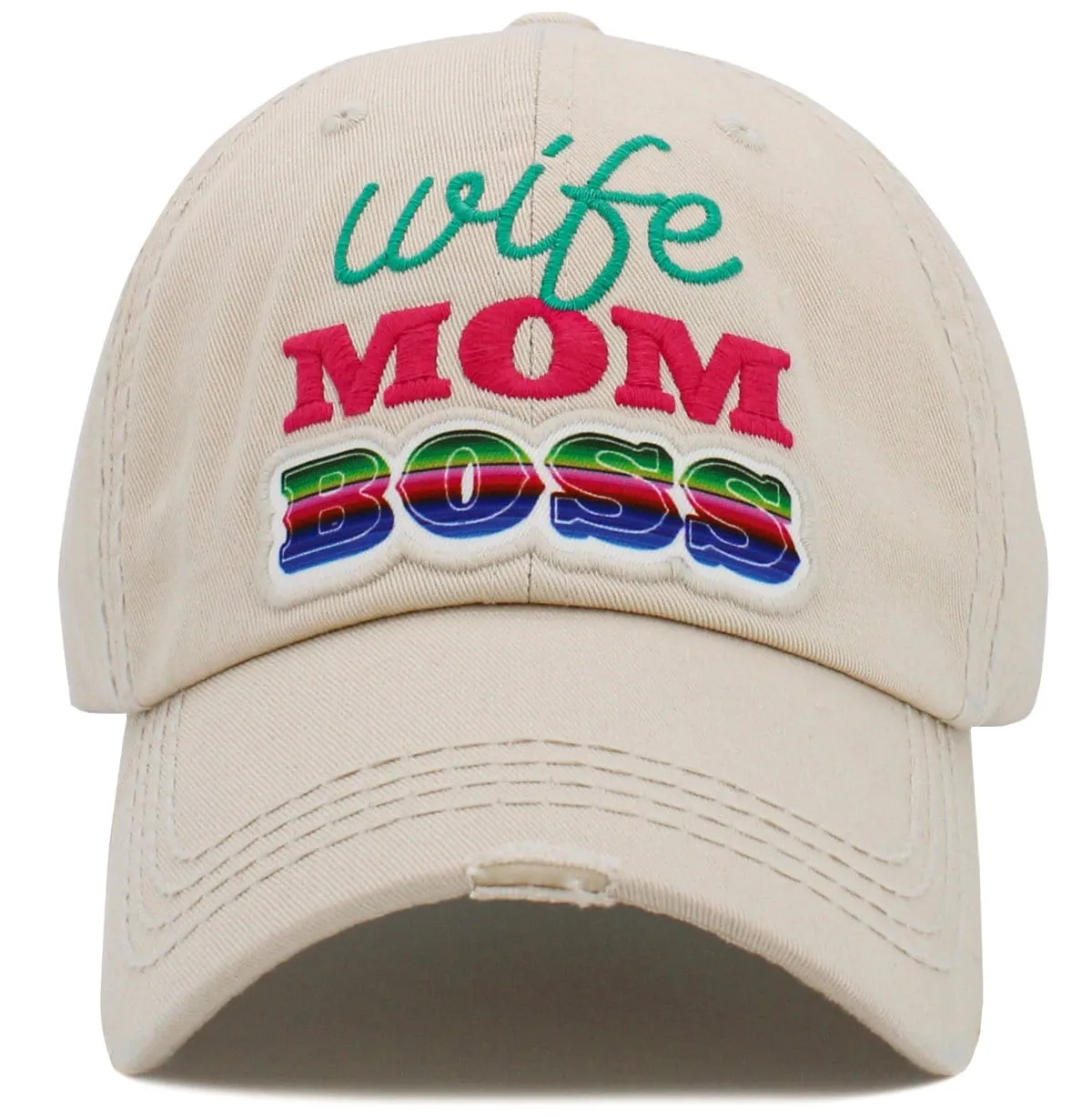 KBV1488 'Wife Mom Boss' Washed Vintage Ballcap