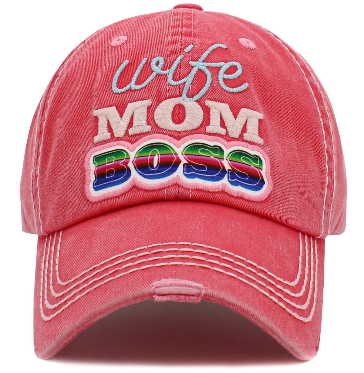 KBV1488 'Wife Mom Boss' Washed Vintage Ballcap