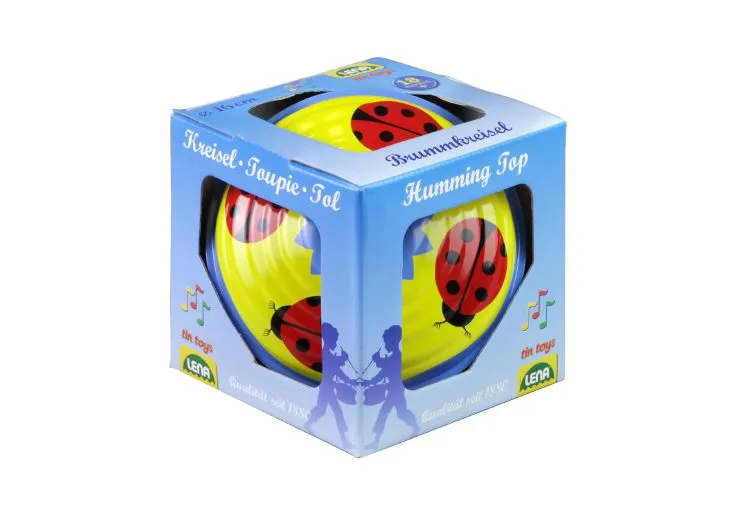 Ladybug Tin Humming Top Spinning Toddler Toy 16cm