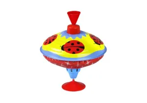 Ladybug Tin Humming Top Spinning Toddler Toy 16cm