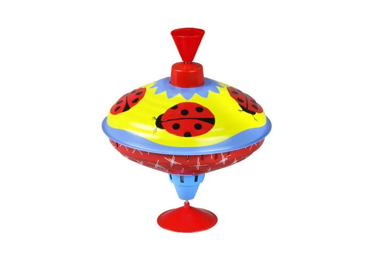 Ladybug Tin Humming Top Spinning Toddler Toy 16cm