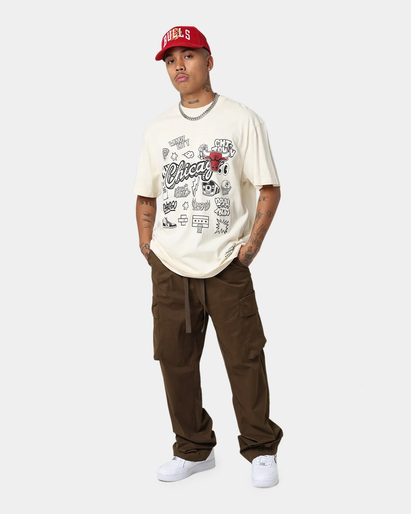 Mitchell & Ness Chicago Bulls Doodle T-Shirt Faded Stone