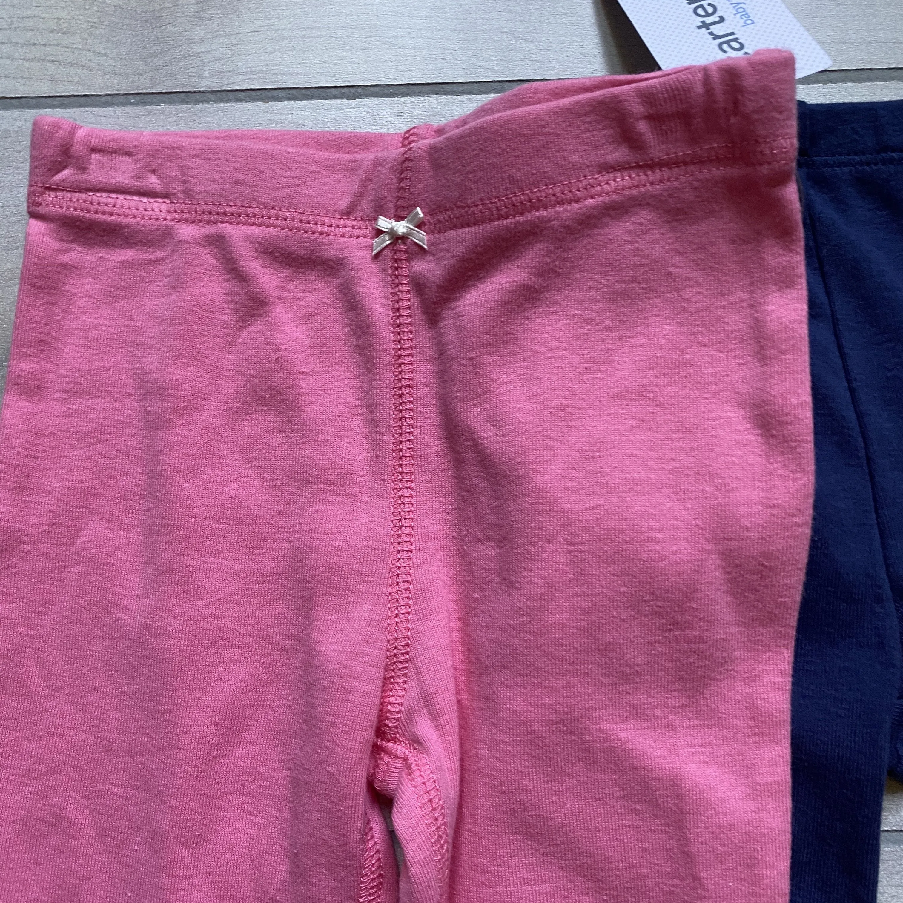 NEW Carter's Cotton Legging Set Bright Pink & Navy Pull On Elastic Waist