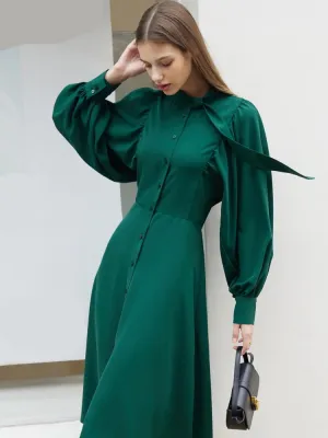 Nsquared Minimalism New Black Dresses |  French Lantern Sleeve A Line Chic Shirt Dress | Shirt Dress Female Vestidos