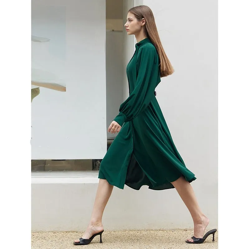 Nsquared Minimalism New Black Dresses |  French Lantern Sleeve A Line Chic Shirt Dress | Shirt Dress Female Vestidos