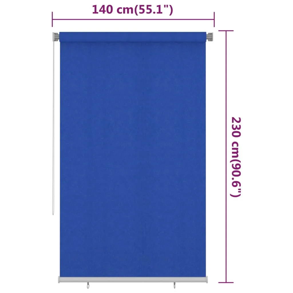 Outdoor Roller Blind 140x230 cm Blue HDPE