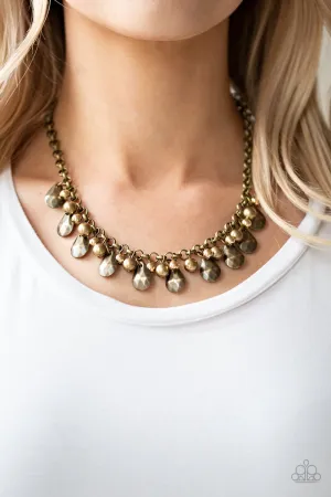 Paparazzi Accessories - Stage Stunner - Brass Bead Necklace