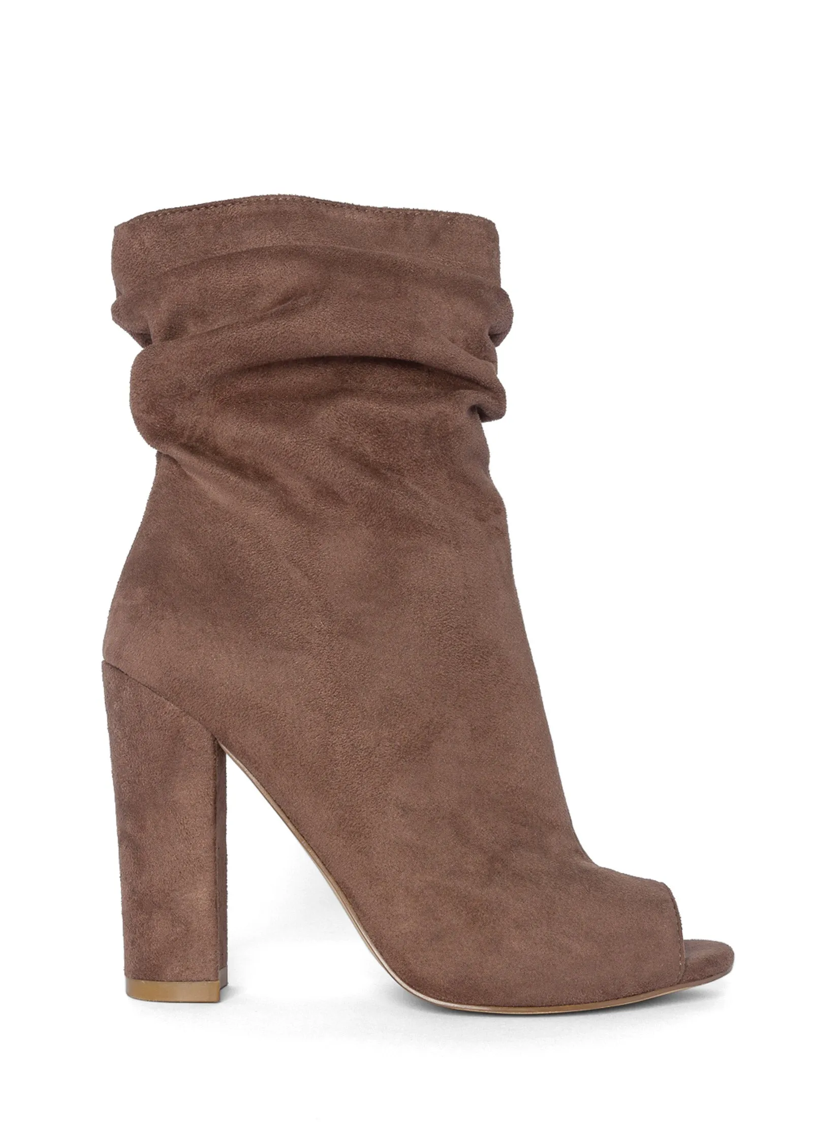 Peep Toe Booties - Taupe