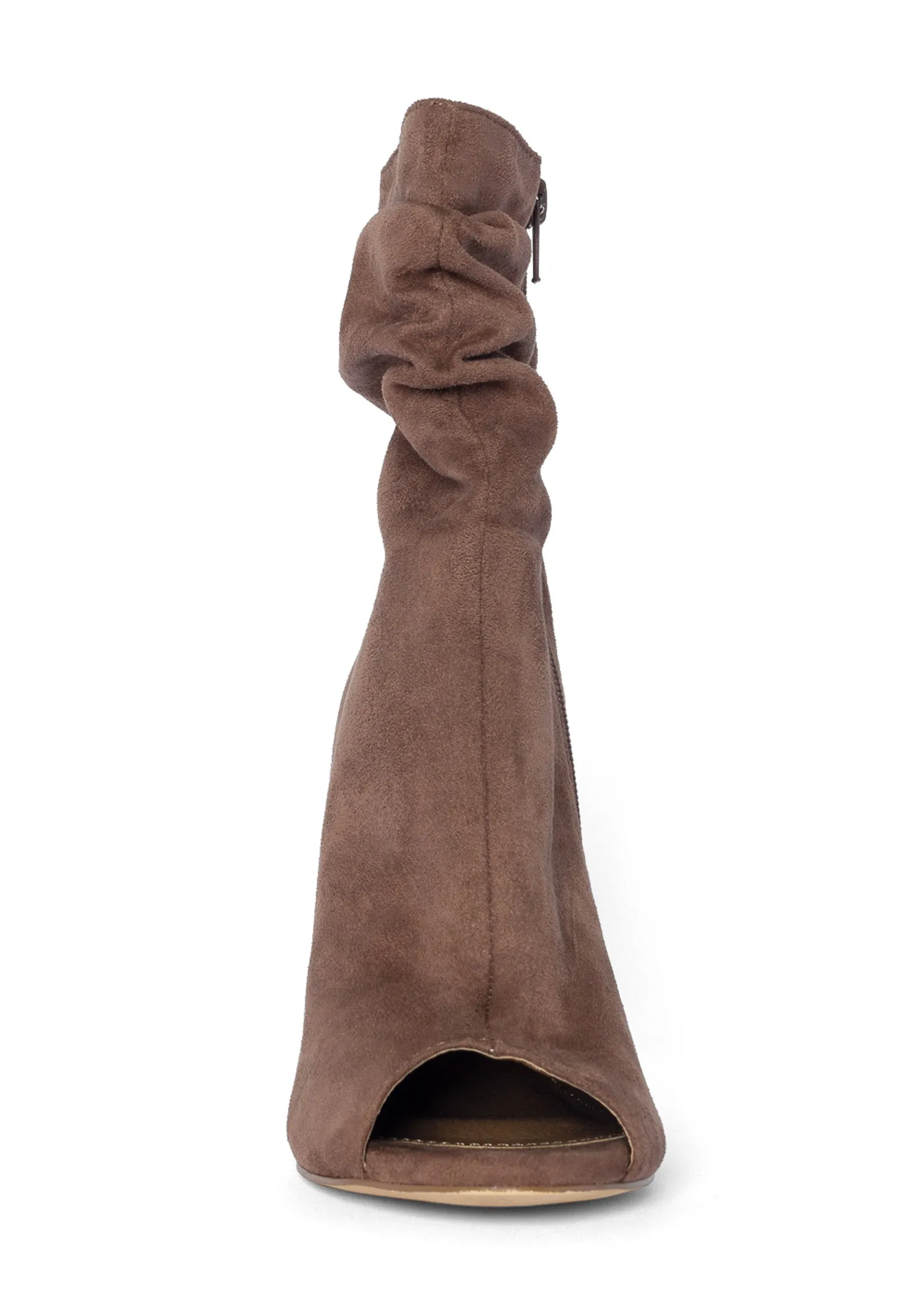 Peep Toe Booties - Taupe
