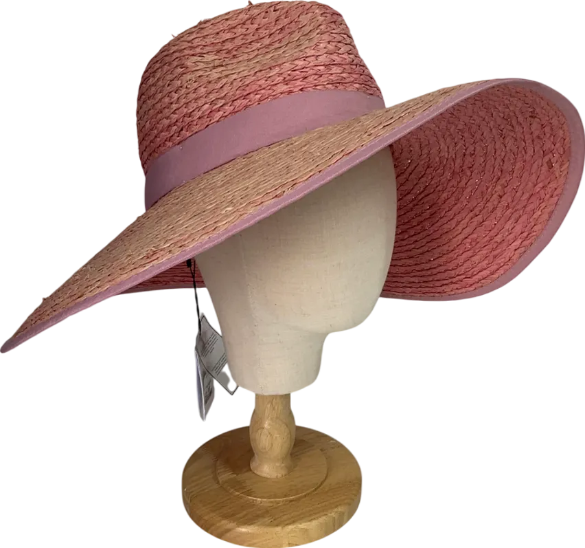 Pink Rafia Wide Brim Hat One Size