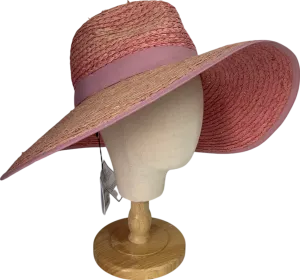 Pink Rafia Wide Brim Hat One Size