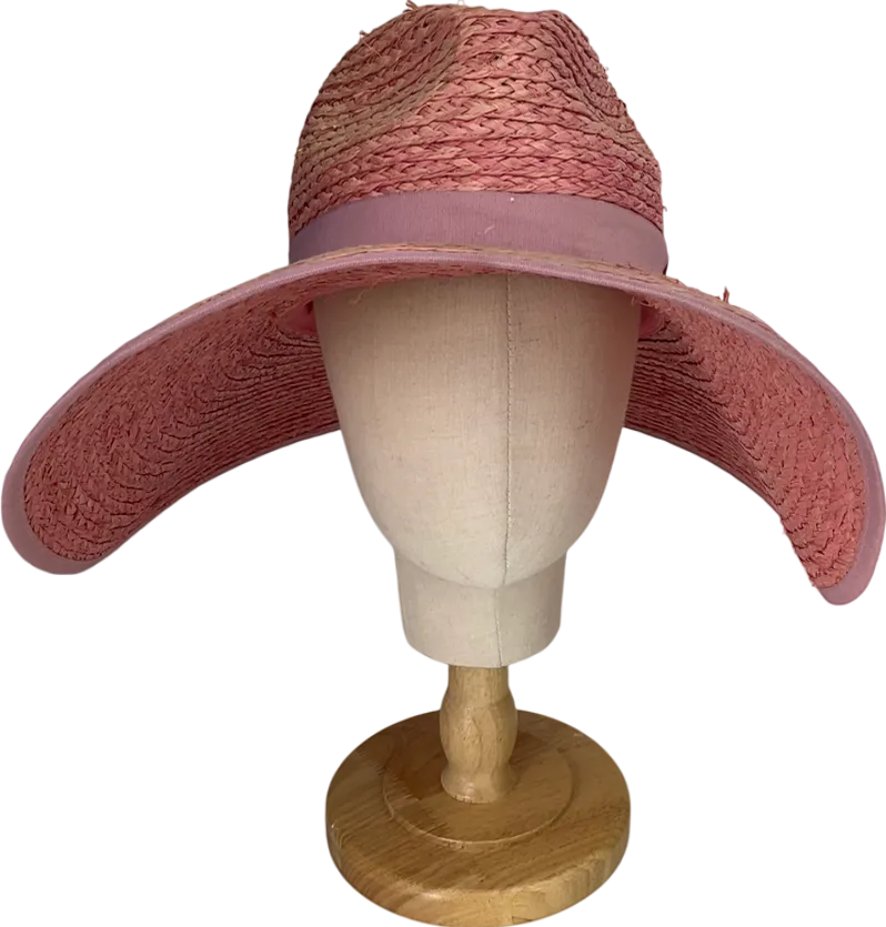 Pink Rafia Wide Brim Hat One Size