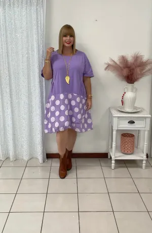 Plus vestido Lila & Polka Dots By: Italy