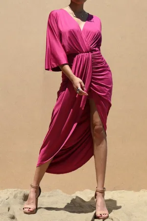 "Samaya" Midi Dress-Magenta