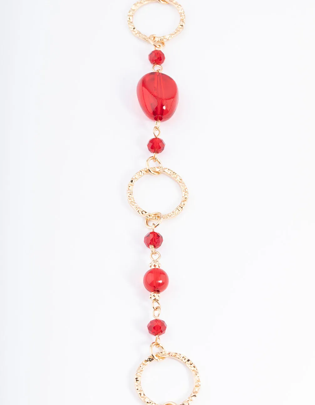 Red Crater Hoop & Bead Necklace