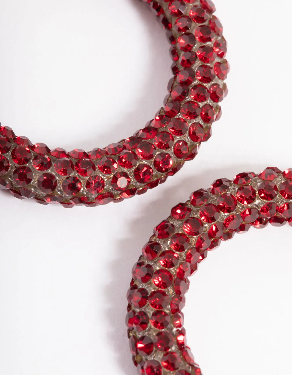 Red Diamante 20mm Sparkle Hoop Earrings