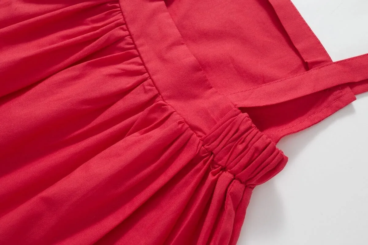 Red Polka Dot Shirt Dress Two-Piece Set