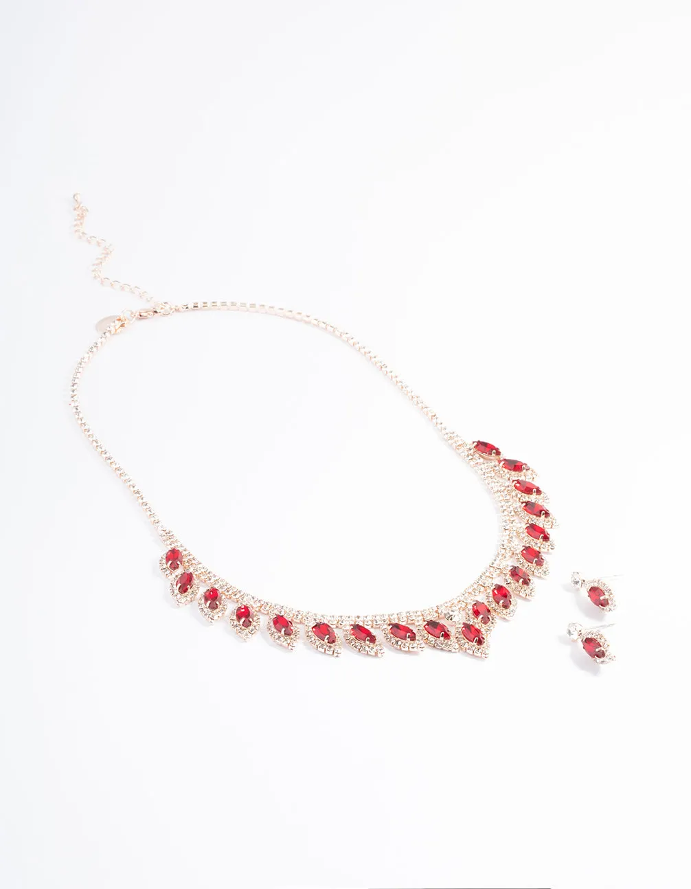 Rose Gold Marquise Droplet Earrings & Necklace Set