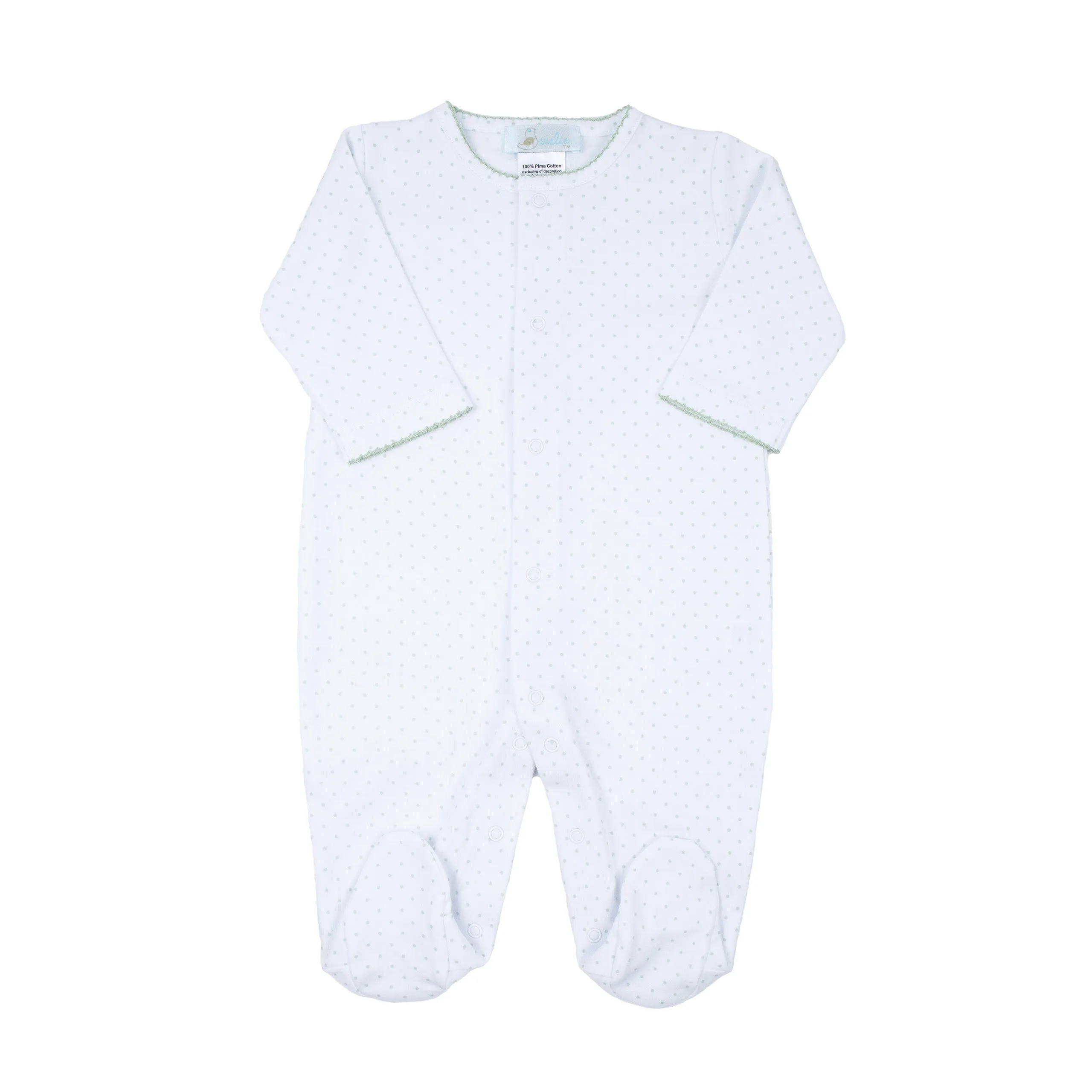 Sage Polka Dot Pima Footie