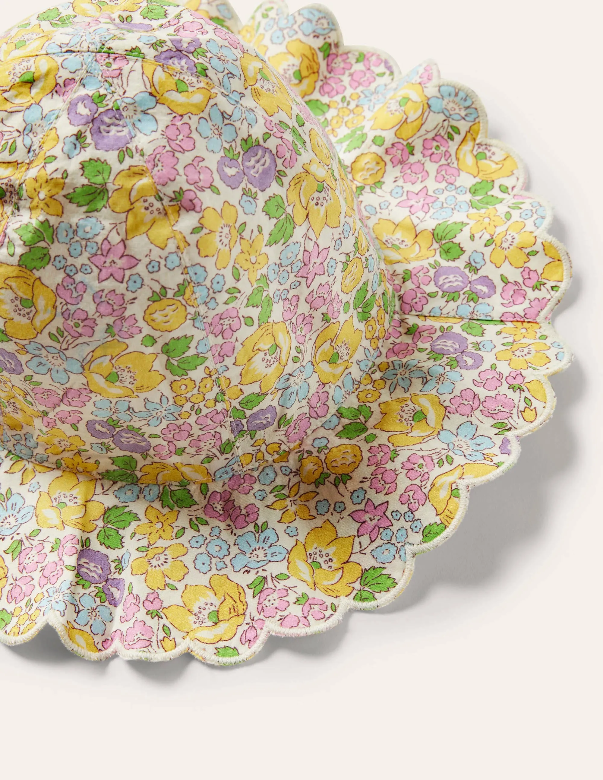 Scallop Wide Brim Hat-Floral