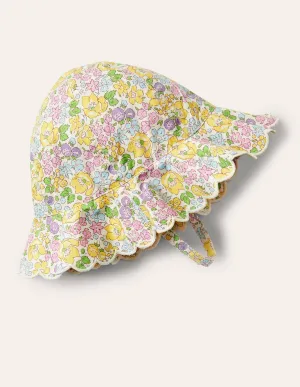 Scallop Wide Brim Hat-Floral