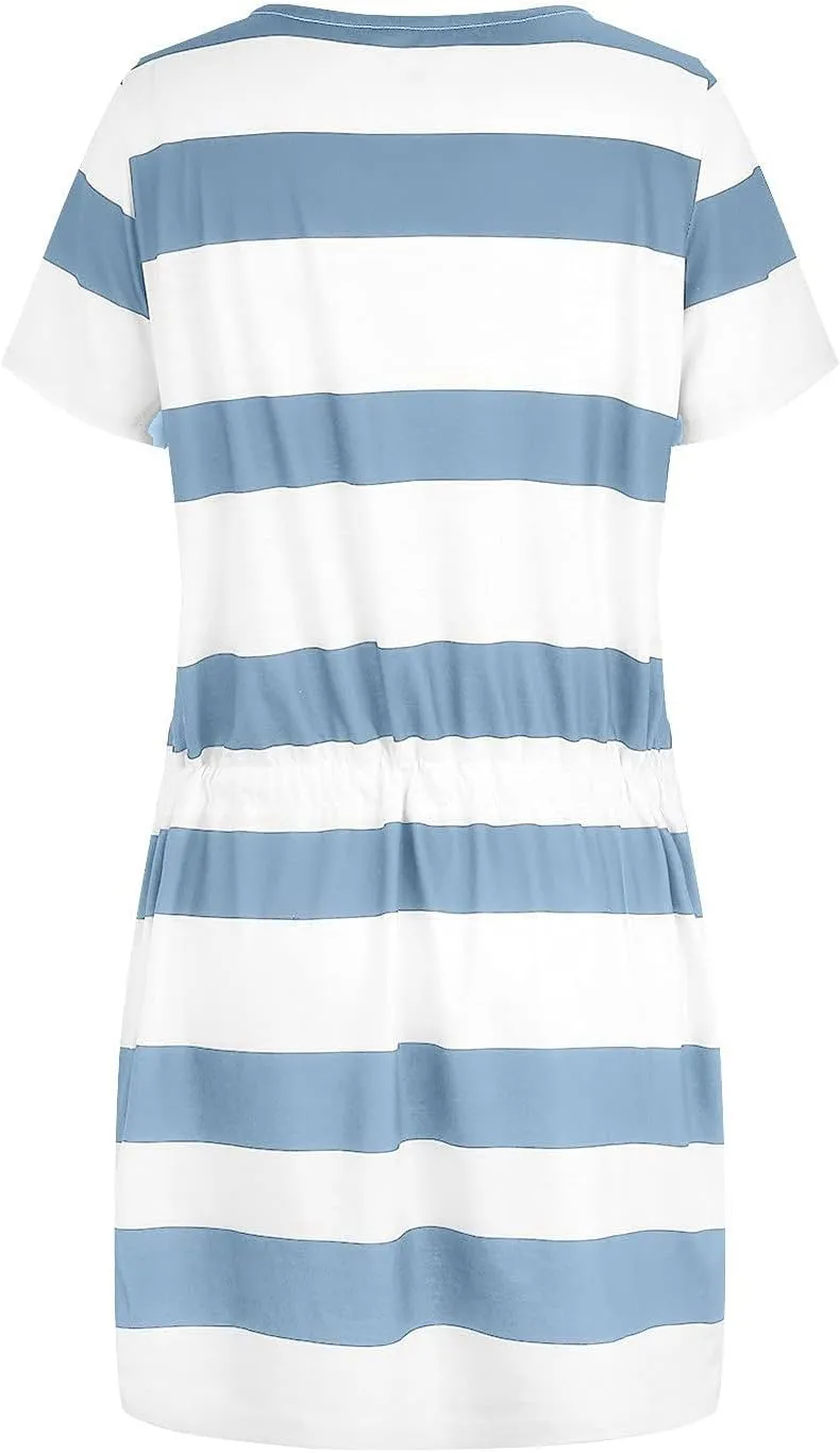 Sundresses for Women 2024 Summer Dresses Boho Casual Sling Sleeveless Striped Contrast Beach Mini graduation Dress