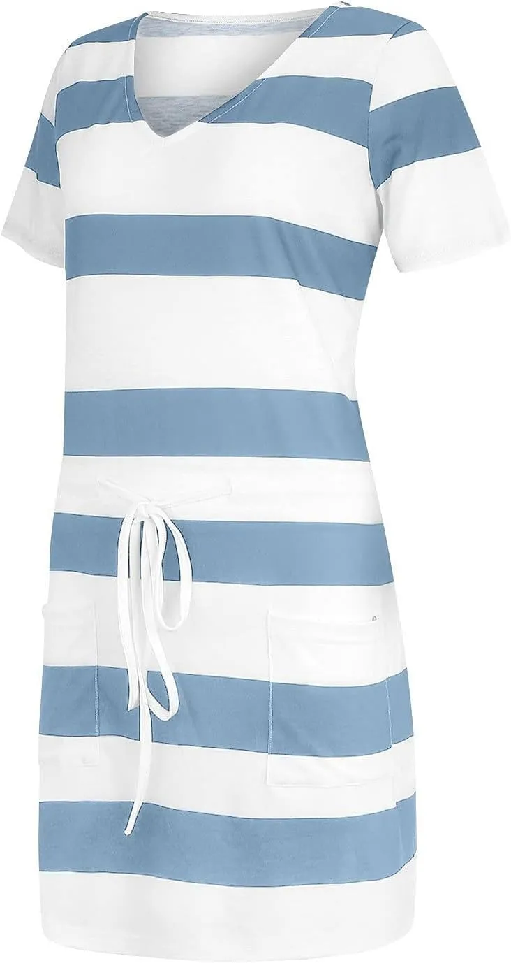Sundresses for Women 2024 Summer Dresses Boho Casual Sling Sleeveless Striped Contrast Beach Mini graduation Dress