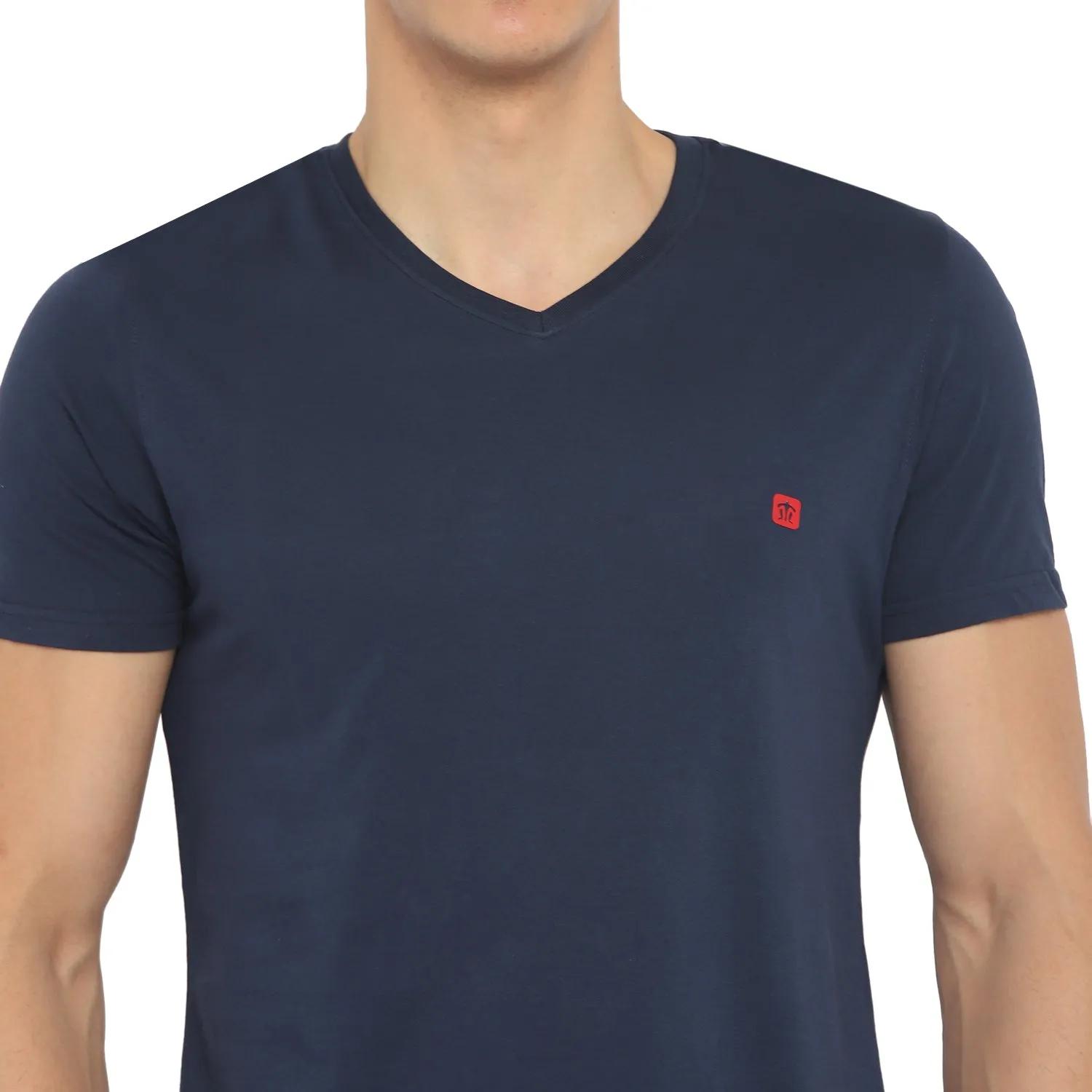 Turtle Men Essentials Navy Solid V Neck T-Shirts