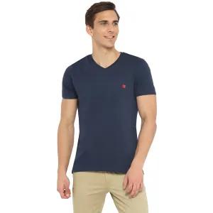 Turtle Men Essentials Navy Solid V Neck T-Shirts