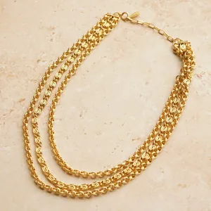 Vintage Textured Grecian Link Multi-Row Necklace
