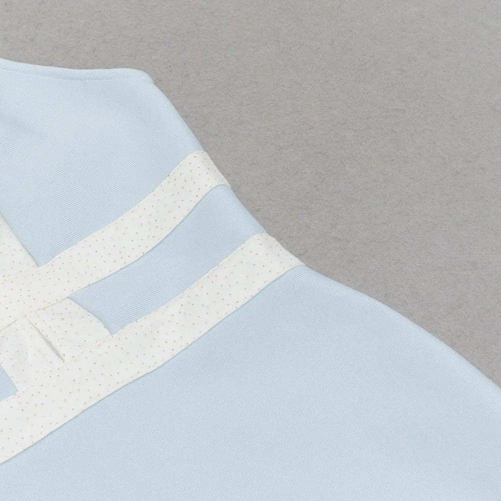 Women's Blue Strappy Sleeveless Striped Bandage Mini Dress - GFIT
