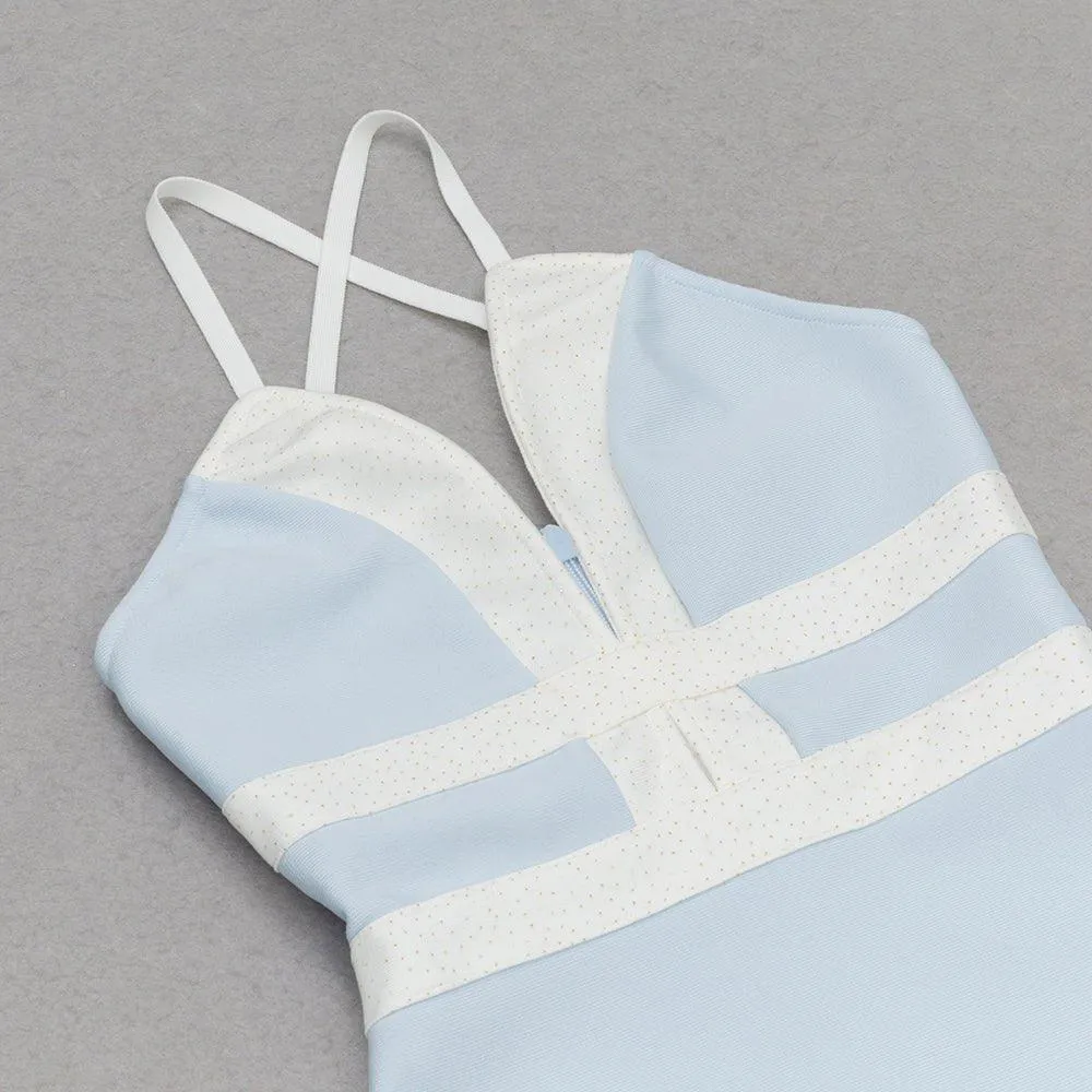 Women's Blue Strappy Sleeveless Striped Bandage Mini Dress - GFIT