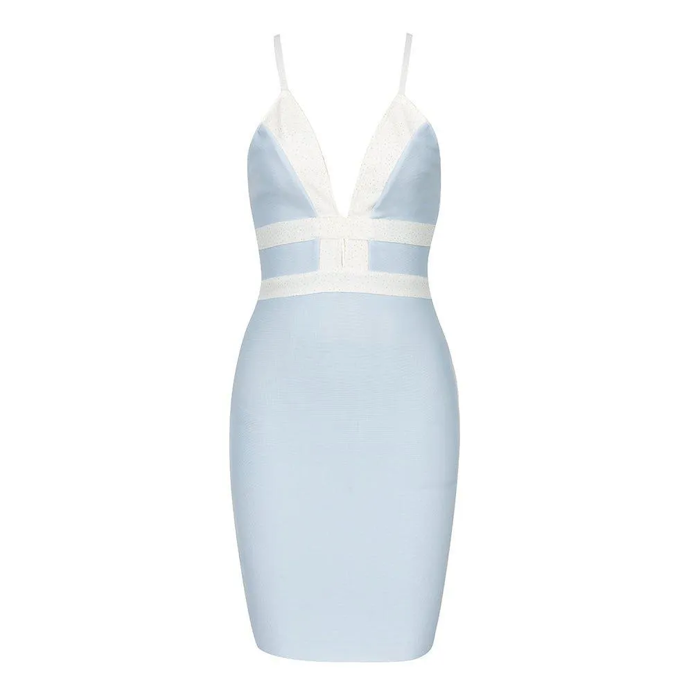 Women's Blue Strappy Sleeveless Striped Bandage Mini Dress - GFIT