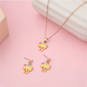 Yellow Cupcake Pendant & Earring Set